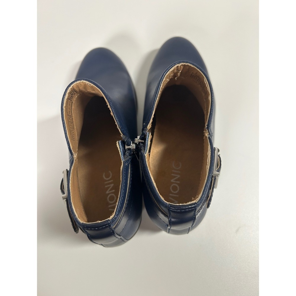 Vionic Millie navy blue leather buckle heel ankle booties size 6.5 classic‎ - Picture 8 of 9